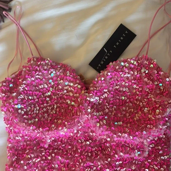 Thirty Thirty dress Hot Pink Mini Dress Sequins Sparkly​ - Picture 2 of 3
